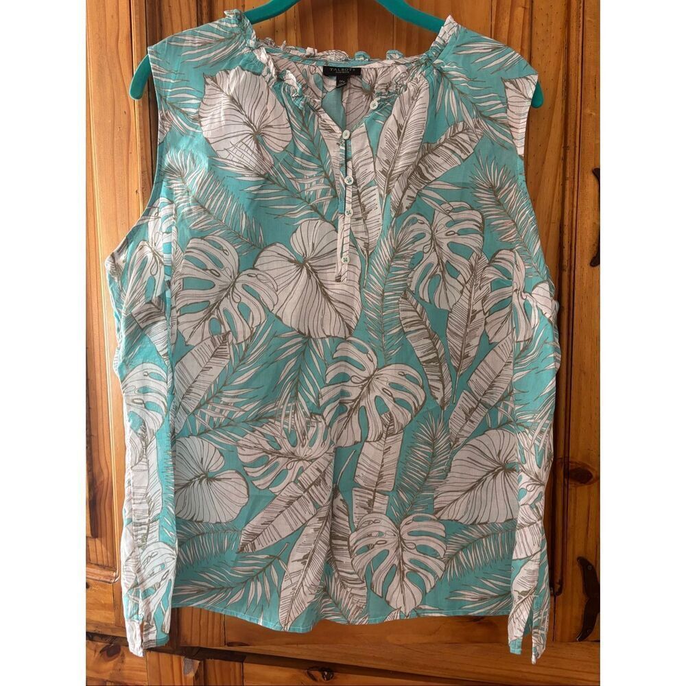 Talbots Tropical Leaf Print Top